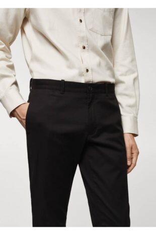 شلوار منگو سیاه فاق نرمال مردانه مانگو 67000619