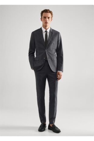 کت منگو خاکستری مردانه مانگو 57014762