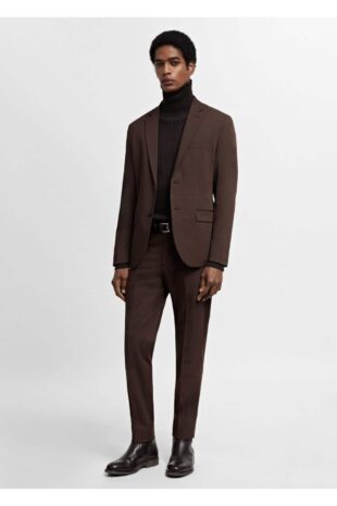 کت منگو قهوه ای مردانه مانگو 67020633