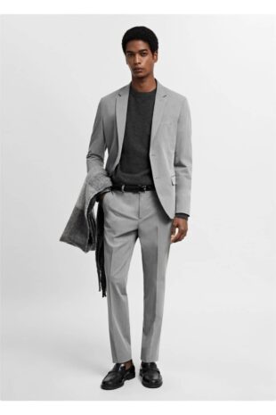 کت منگو خاکستری مردانه مانگو 67040623