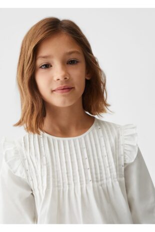 بلوز سفید دخترانه مانگو 67080431