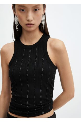 تی شرت منگو سیاه زنانه مانگو 67080450