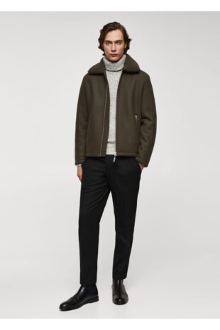 کت منگو خاکی مردانه مانگو 67010625