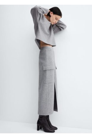 دامن منگو خاکستری زنانه مانگو 67060462