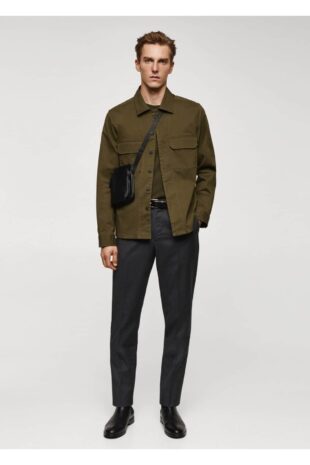 کت منگو خاکی مردانه مانگو 67040632