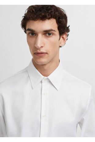 پیراهن آبی مردانه مانگو 67080622