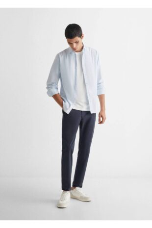 پیراهن آبی مردانه مانگو 67060651