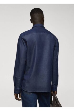 پیراهن آبی مردانه مانگو 67070628