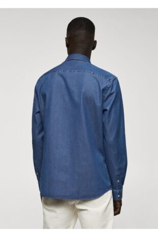 پیراهن آبی مردانه مانگو 67070628