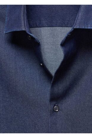 پیراهن آبی مردانه مانگو 67070628