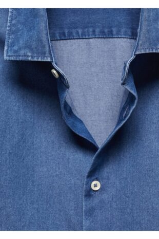 پیراهن آبی مردانه مانگو 67070628