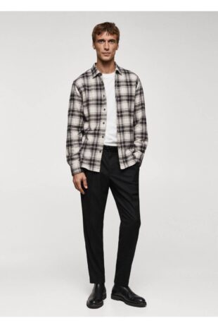 پیراهن آبی مردانه مانگو 67080637