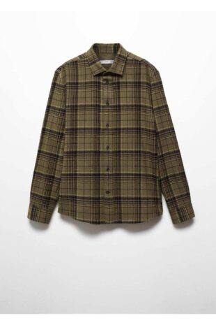 پیراهن خاکی مردانه مانگو 67080637