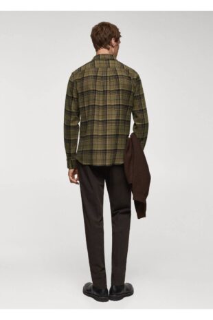 پیراهن خاکی مردانه مانگو 67080637