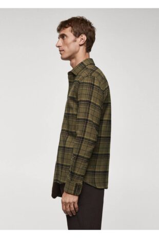 پیراهن خاکی مردانه مانگو 67080637
