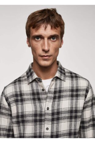 پیراهن آبی مردانه مانگو 67080637