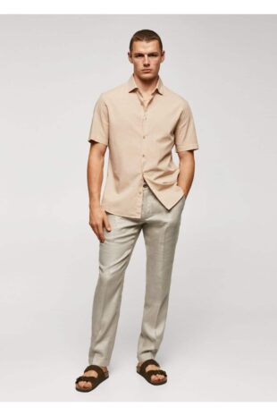پیراهن بژ مردانه مانگو 57040577