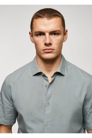 پیراهن زرد مردانه مانگو 57040577