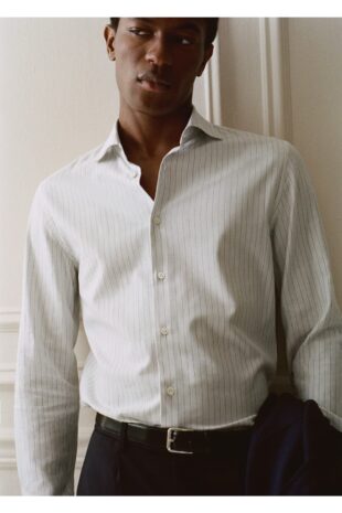 پیراهن خاکستری مردانه مانگو 57047904