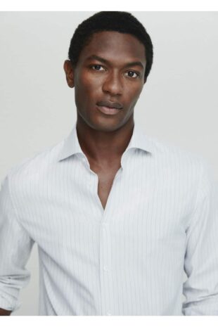 پیراهن خاکستری مردانه مانگو 57047904