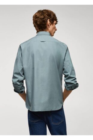 پیراهن آبی مردانه مانگو 57084386