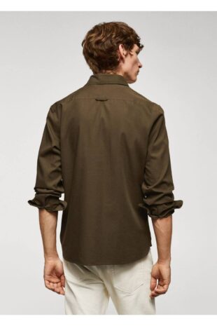 پیراهن خاکی مردانه مانگو 57084386