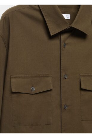 پیراهن خاکی مردانه مانگو 57084386