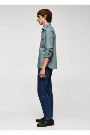 پیراهن آبی مردانه مانگو 57084386