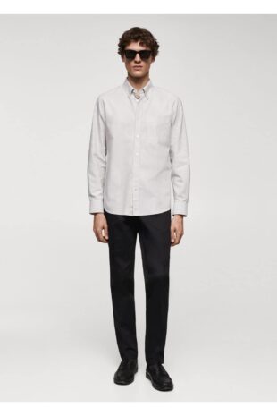 پیراهن خاکی مردانه مانگو 67030631