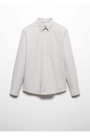 پیراهن خاکی مردانه مانگو 67030631