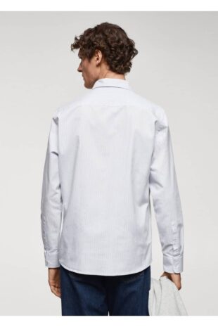 پیراهن آبی مردانه مانگو 67030631