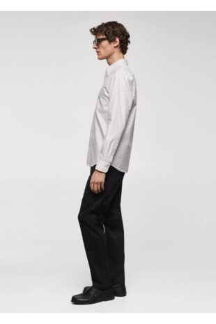 پیراهن خاکی مردانه مانگو 67030631