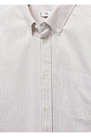 پیراهن خاکی مردانه مانگو 67030631