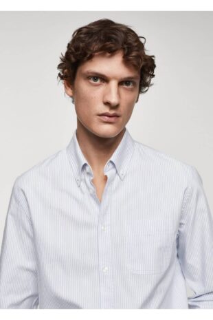 پیراهن آبی مردانه مانگو 67030631