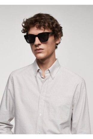 پیراهن خاکی مردانه مانگو 67030631