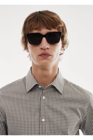 پیراهن خاکی مردانه مانگو 67030633