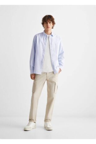 پیراهن آبی مردانه مانگو 67030655