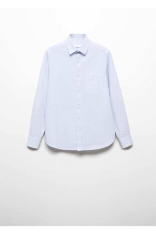 پیراهن آبی مردانه مانگو 67030655