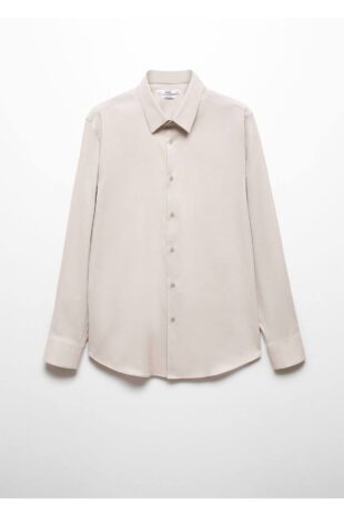 پیراهن خاکستری مردانه مانگو 67050268