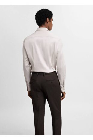 پیراهن خاکستری مردانه مانگو 67050268