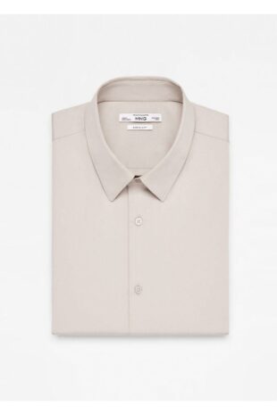 پیراهن خاکستری مردانه مانگو 67050268