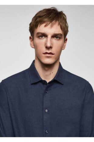 پیراهن لاجورد مردانه مانگو 67050629