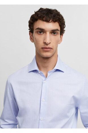 پیراهن آبی مردانه مانگو 67060623
