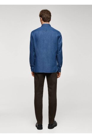 پیراهن آبی مردانه مانگو 67060638