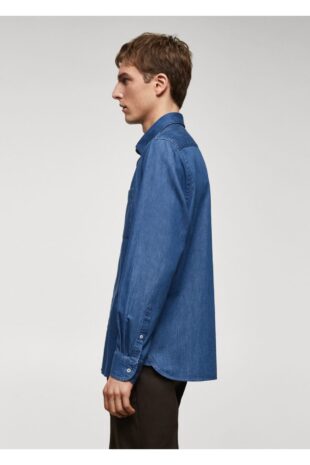 پیراهن آبی مردانه مانگو 67060638