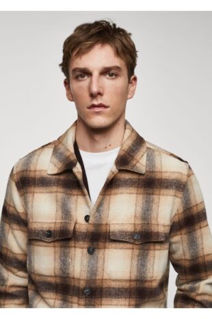 کت منگو قهوه ای مردانه مانگو 67080679