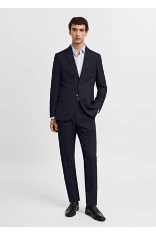 پیراهن آبی مردانه مانگو 67090619