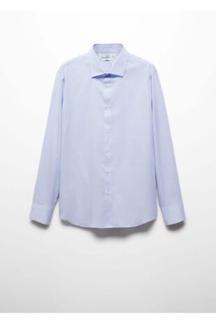 پیراهن آبی مردانه مانگو 67090619