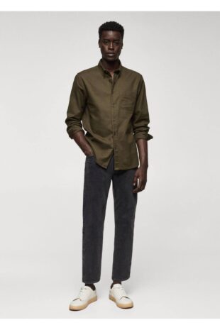 پیراهن خاکی مردانه مانگو 57094004