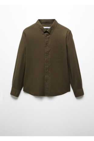 پیراهن خاکی مردانه مانگو 57094004